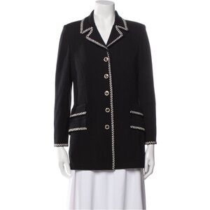 St. John Black Blazer with White Trim